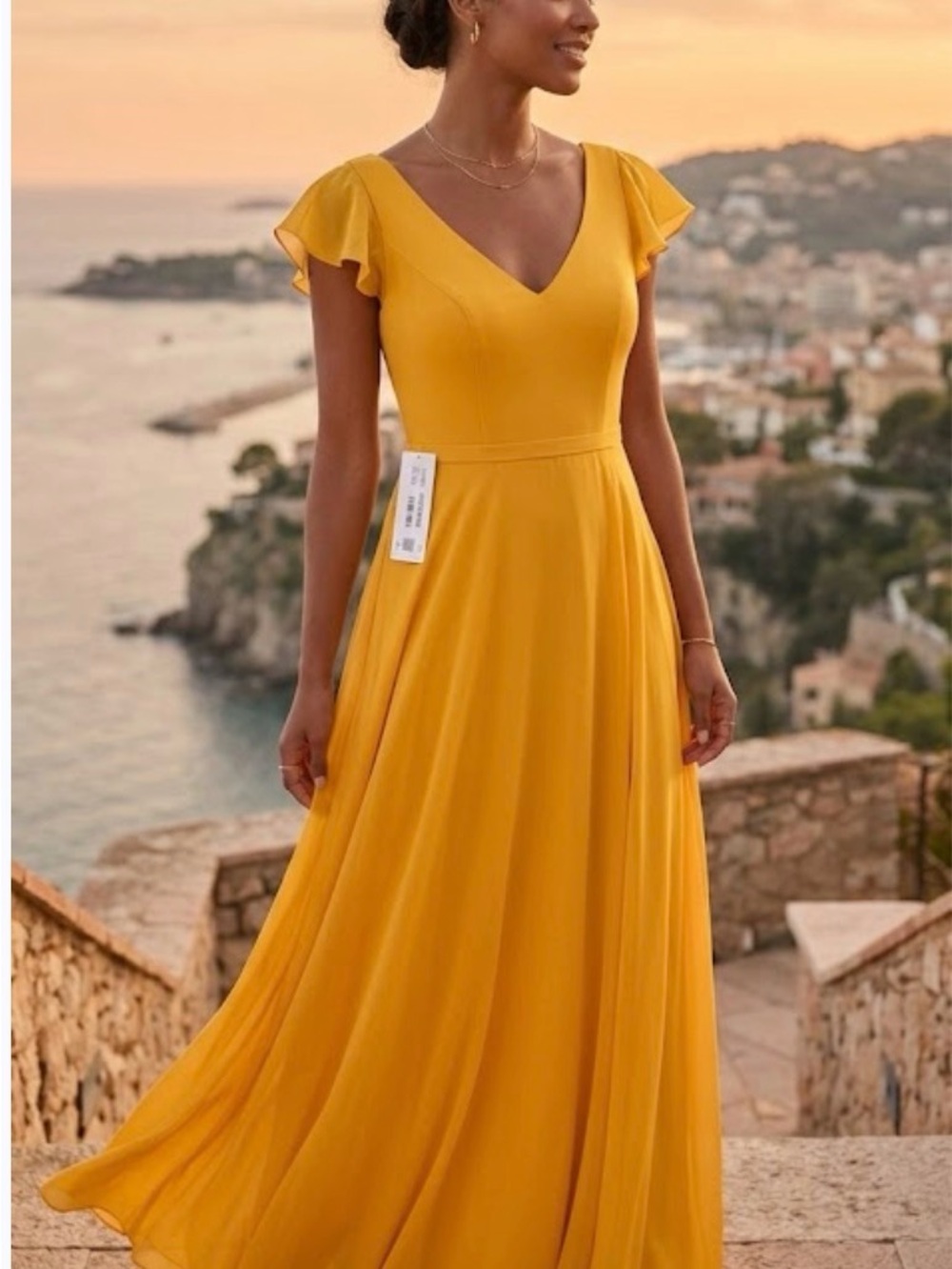 Azezia Marigold Yellow Maxi Dress